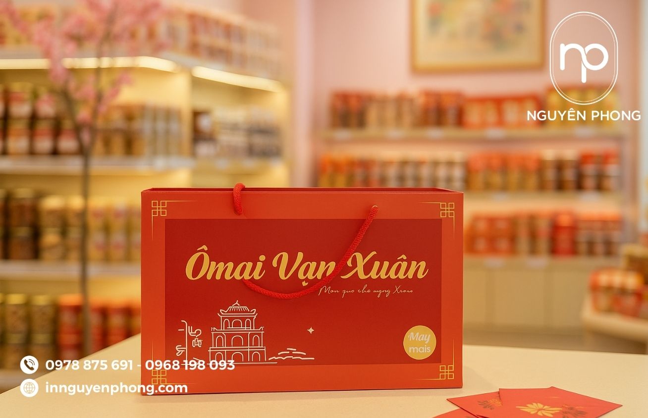 Mẫu túi giấy đựng ô mai cao cấp 